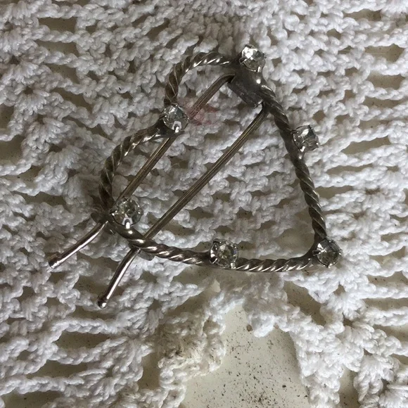 Vintage heart hair pin boho festival cowgirl silver tone whimsical Easter day - Picture 2 of 4